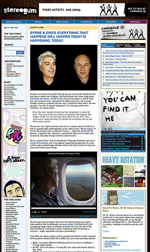 David Byrne and Brian Eno's album for play on Stereogum